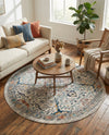 Seville Stripes Collection Area Rug -  Malaga (Ivory) Round Ivory  lifestyle 76