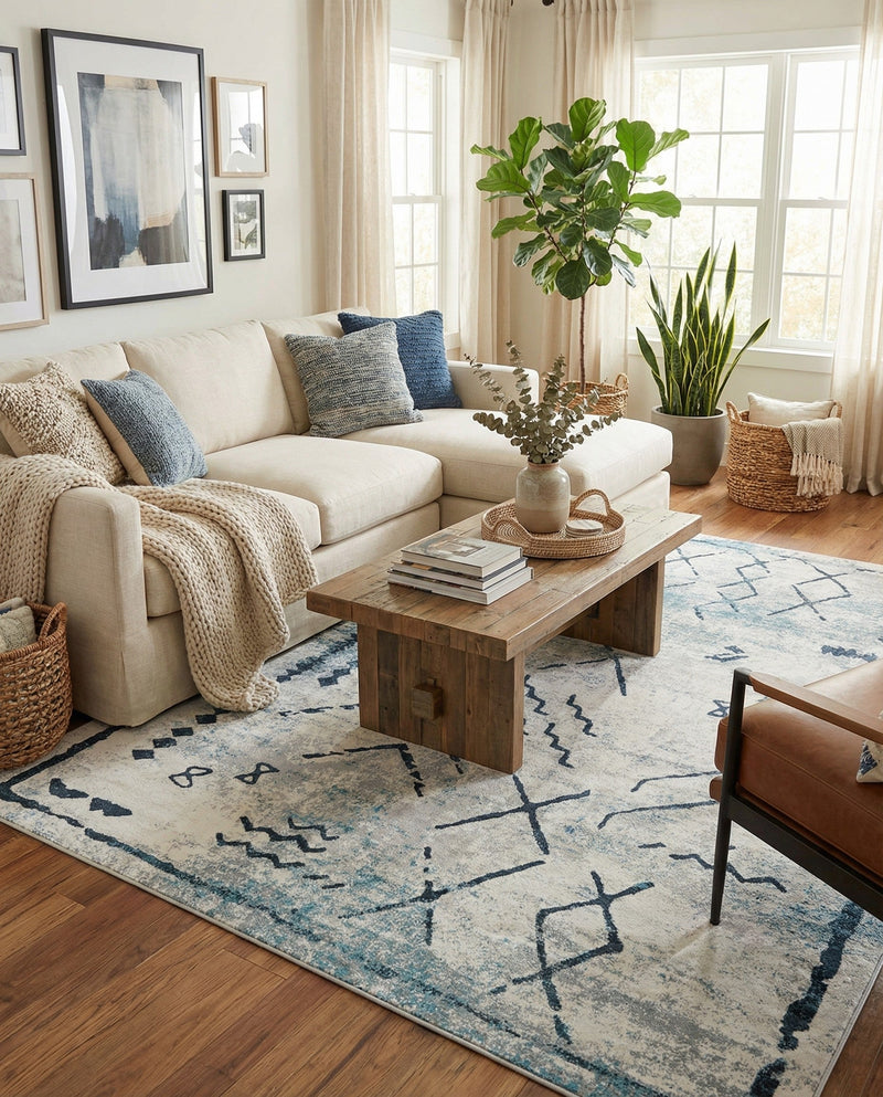 Aegean Elegance Washables Collection Area Rug - Santorini Rectangle Ivory Gray  lifestyle 45