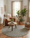 Highland Woven Jute Collection Area Rug - Glenmore (Gray) Round Gray  lifestyle 56