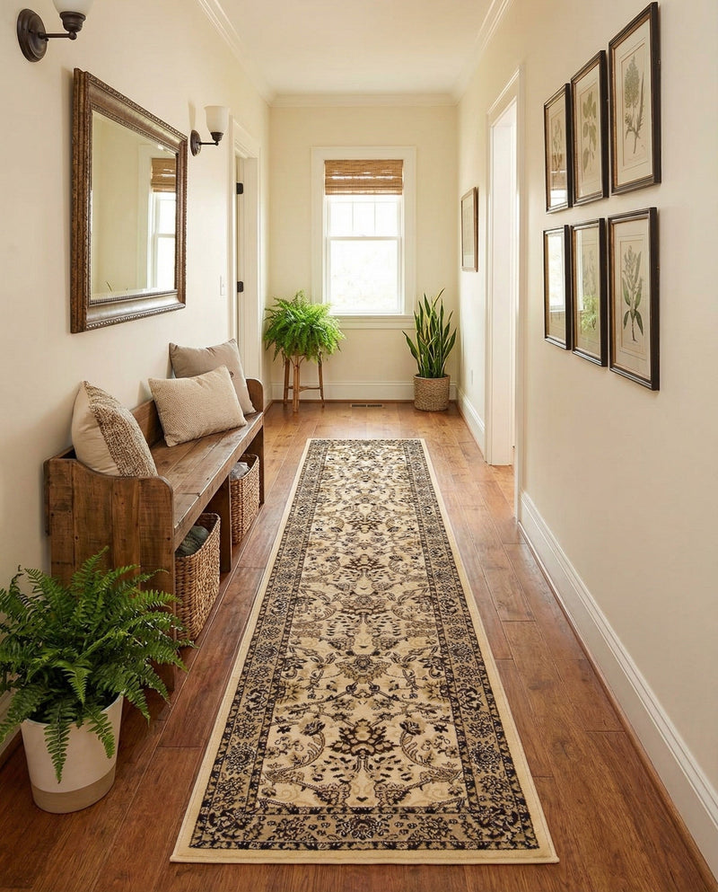 Isfahan Elegance Collection Area Rug - Naghsh-e Jahan (Ivory) Runner Ivory  lifestyle 83
