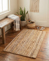 Woven Seaside Jute Collection Area Rug - Savannah (Natural) Rectangle Natural  lifestyle 7