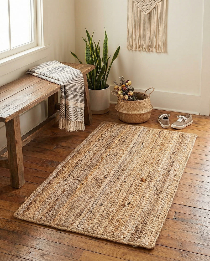 Woven Seaside Jute Collection Area Rug - Savannah (Natural) Rectangle Natural  lifestyle 7