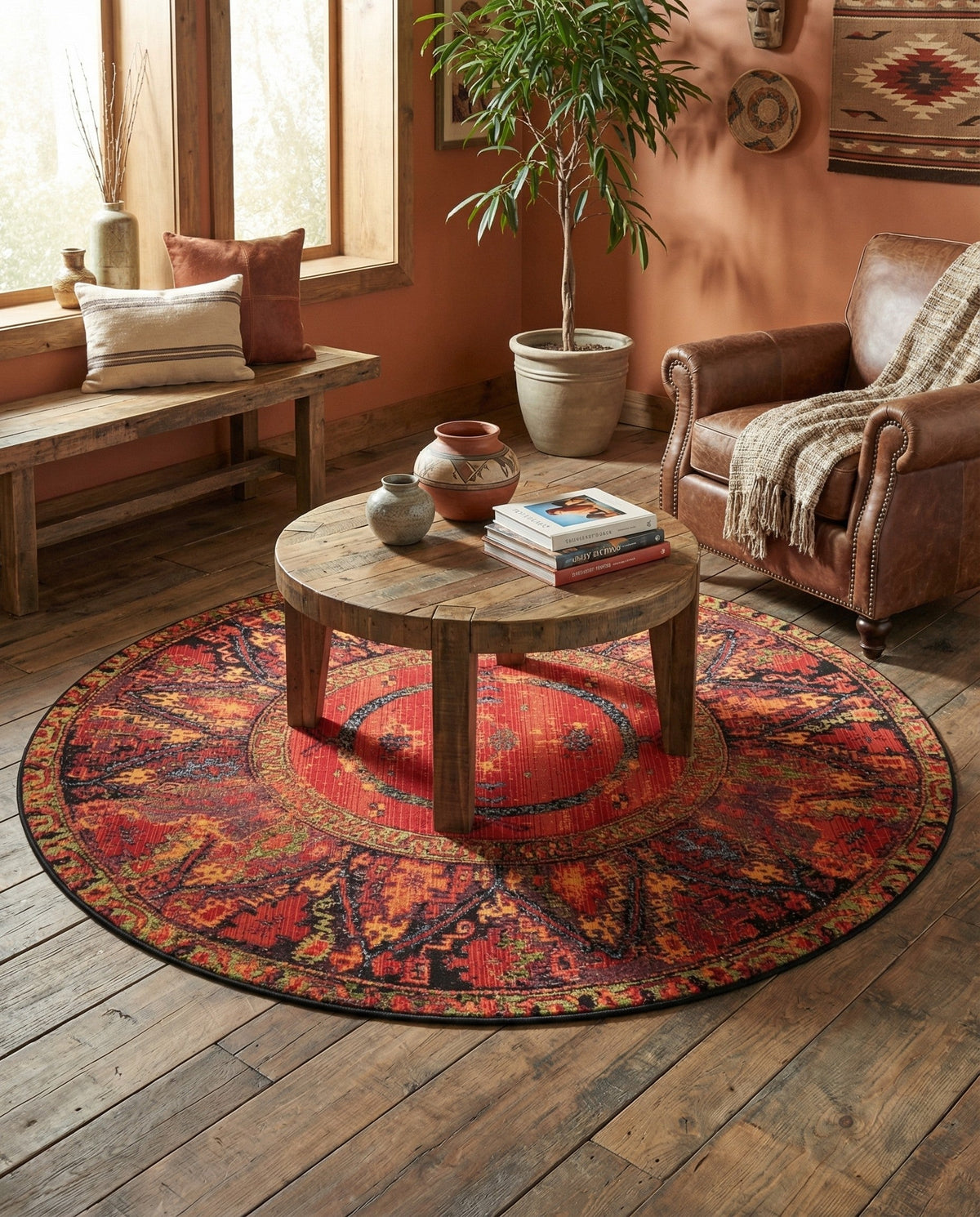 Safari Escape Rugs Collection Area Rug - Serengeti Round Multi  lifestyle 110