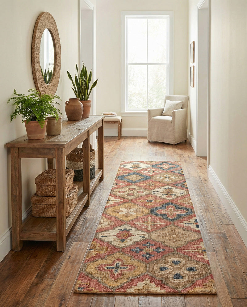 Benares Handwoven Jute Collection Area Rug - Ganges Runner Multi  lifestyle 53