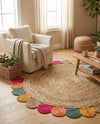Woven Seaside Jute Collection Area Rug - Santorini Round Natural  lifestyle 4