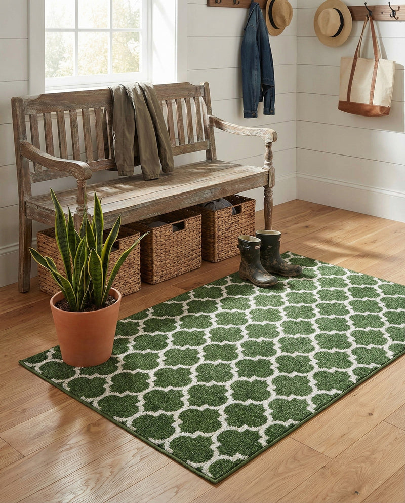 Lattice Gardens Collection Area Rug -  Bloomfield (Dark Green) Rectangle Dark Green  lifestyle 18