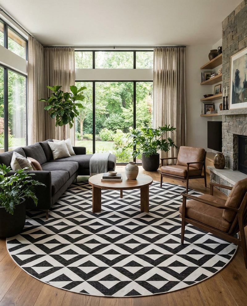 Urban Oasis Rugs Collection Area Rug -  Highrise (Charcoal Gray) Round Charcoal Gray  lifestyle 41