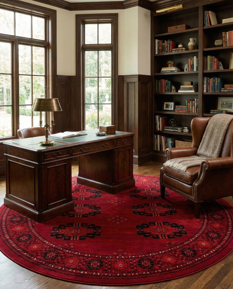 Samarkand Elegance Collection Area Rug -  Fergana Round Red  lifestyle 35