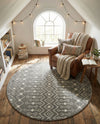 Mediterranean Lattice Collection Area Rug - Santorini (Gray) Round Gray  lifestyle 29