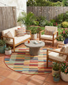 Coastal Terrace Collection Area Rug -  Harbor Round Multi  lifestyle 73