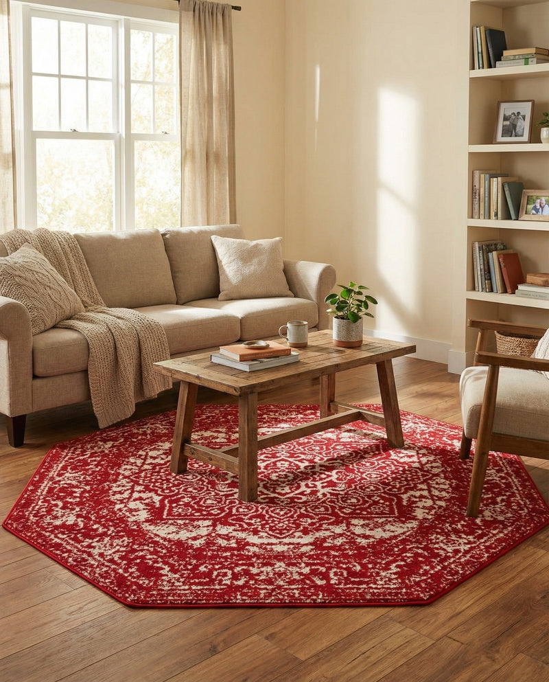 Georgetown Rugs Collection Area Rug - Dupont (Red) Octagon Red  lifestyle 56