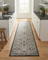 Tribal Terrace Treasures Collection Area Rug - Mayan Marina (Charcoal Gray) Runner Charcoal Gray  lifestyle 67