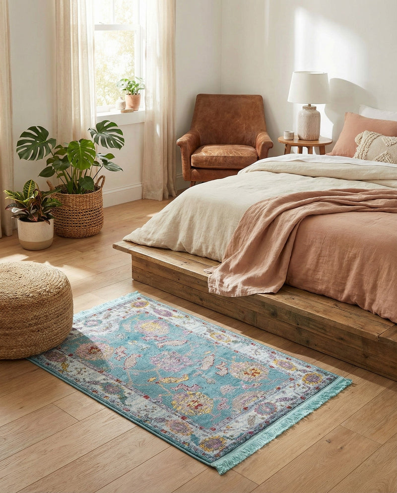 Arcadia Rugs Collection Area Rug - Eden (Aqua and Blue) Rectangle Aqua and Blue  lifestyle 9