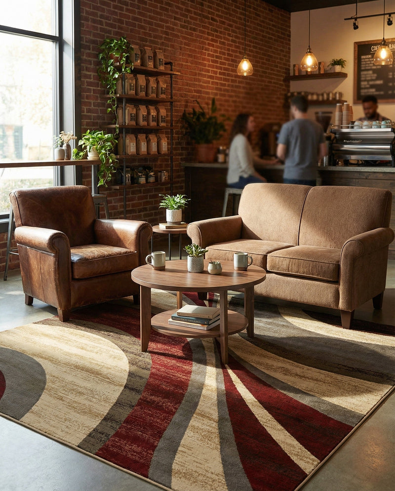 Bistro Lounge Collection Area Rug -  Frappe Square Beige  lifestyle 63