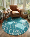 Brighton Stripes Collection Area Rug - Sussex (Turquoise) Round Turquoise  lifestyle 54
