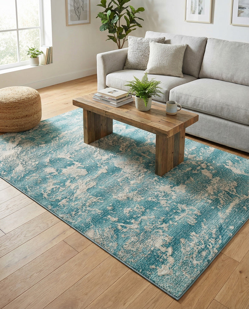 Urban Terrace Collection Area Rug -  Gazebo Rectangle Aqua Blue  lifestyle 16