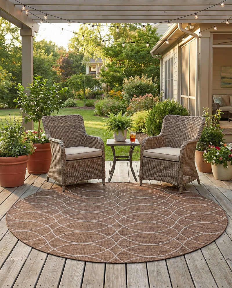 Savannah Pergola Collection Area Rug -  Pavilion (Brown) Round Brown  lifestyle 38