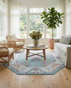 Arcadia Rugs Collection Area Rug - Eden (Aqua and Blue) Octagon Aqua and Blue  lifestyle 62