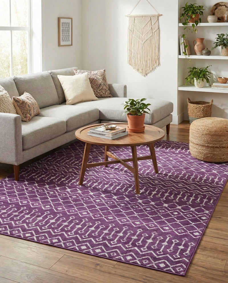 Marrakech Lattice Collection Area Rug - Medina (Violet) Rectangle Violet  lifestyle 4