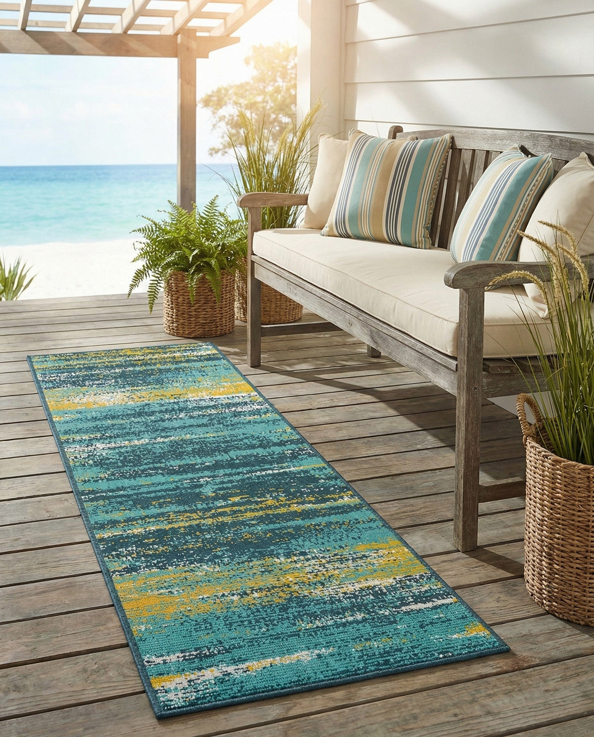 Seaside Haven Rugs Collection Area Rug -  Sandbar Runner Multi.Blue  lifestyle 69