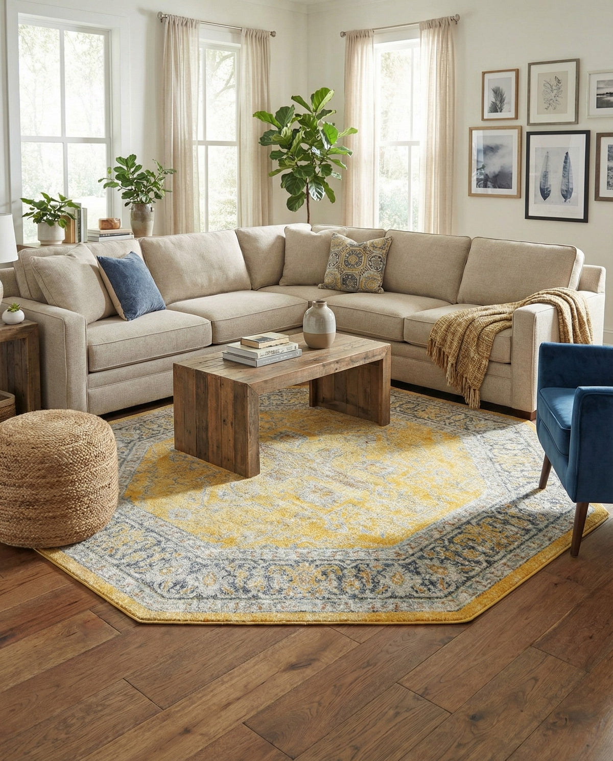 Caribbean Breeze Collection Area Rug -  Andros Octagon Yellow  lifestyle 85