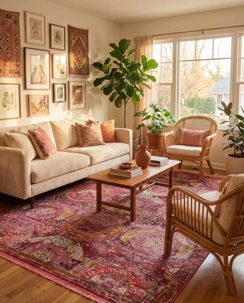 Caribbean Breeze Collection Area Rug -  Lucia Rectangle Pink  lifestyle 35