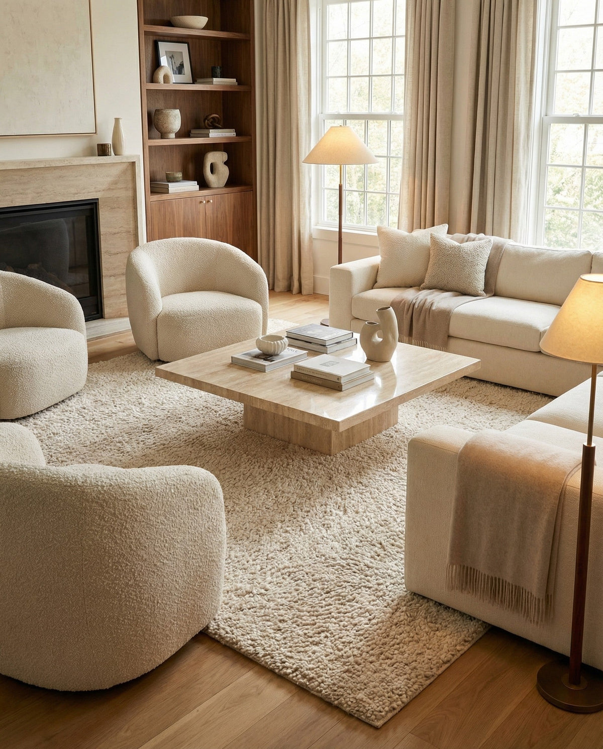 Wellington Luxe Shag Collection Area Rug - Kapiti Square Taupe  lifestyle 93