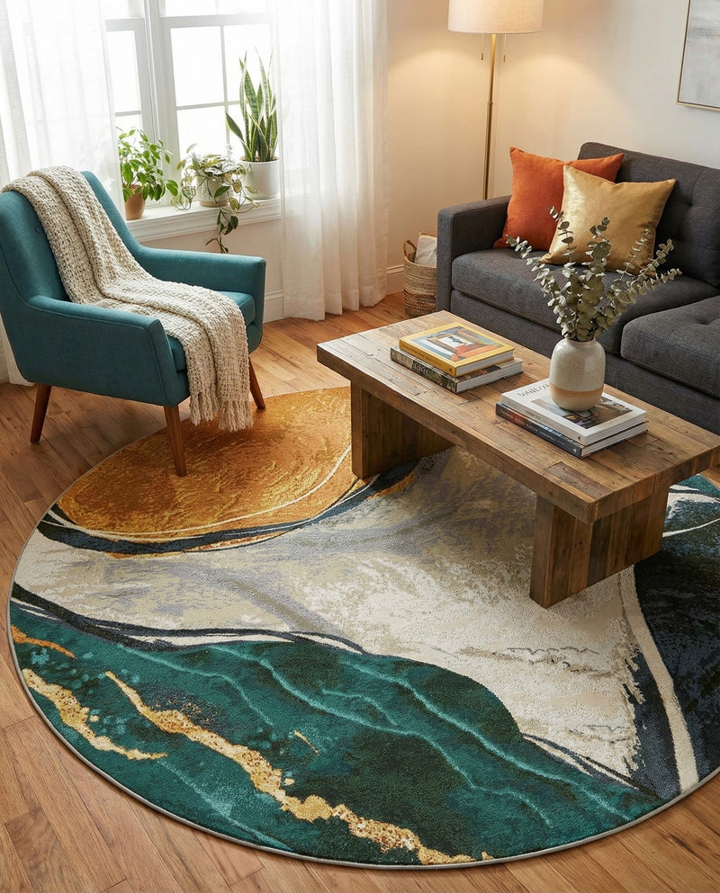 Urban Terrace Collection Area Rug -  Pavilion Round Multi  lifestyle 72