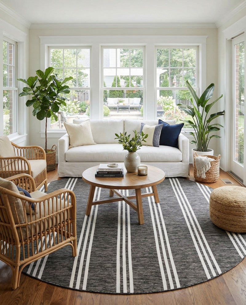 Urban Oasis Rugs Collection Area Rug -  District (Charcoal) Round Charcoal  lifestyle 27