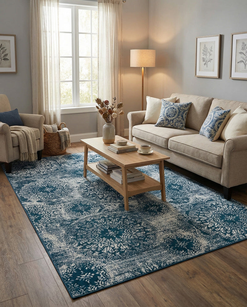 Riviera Elegance Collection Area Rug -  Monaco (Blue) Rectangle Blue  lifestyle 12