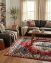 Patio Heritage Collection Area Rug -  Alcove Rectangle Red and Navy Blue  lifestyle 4
