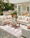 Sustainable Grid Indoor-Outdoor Oasis Collection Area Rug - Savannah Rectangle Pink  lifestyle 26
