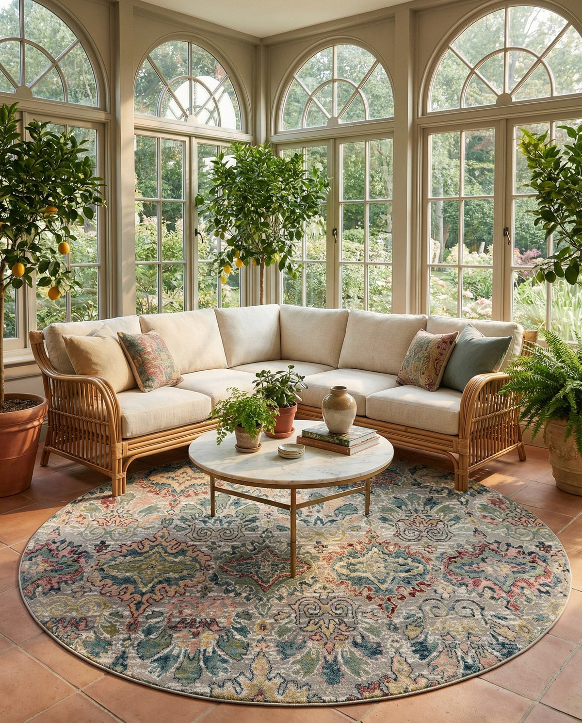 Savannah Elegance Collection Area Rug -  Forsyth Round Multi  lifestyle 161