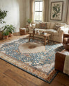 Patio Heritage Collection Area Rug -  Courtyard Square Navy Blue and Light Pink  lifestyle 65