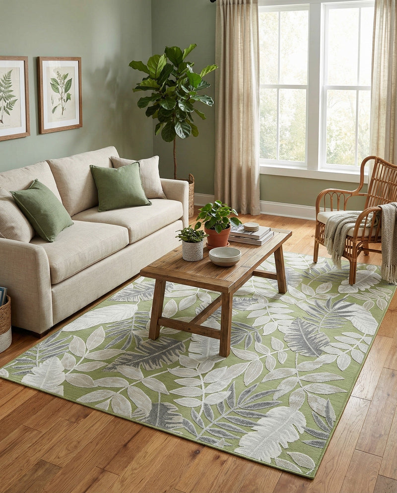 Seaside Blooms Collection Area Rug -  Serene Rectangle Green  lifestyle 22