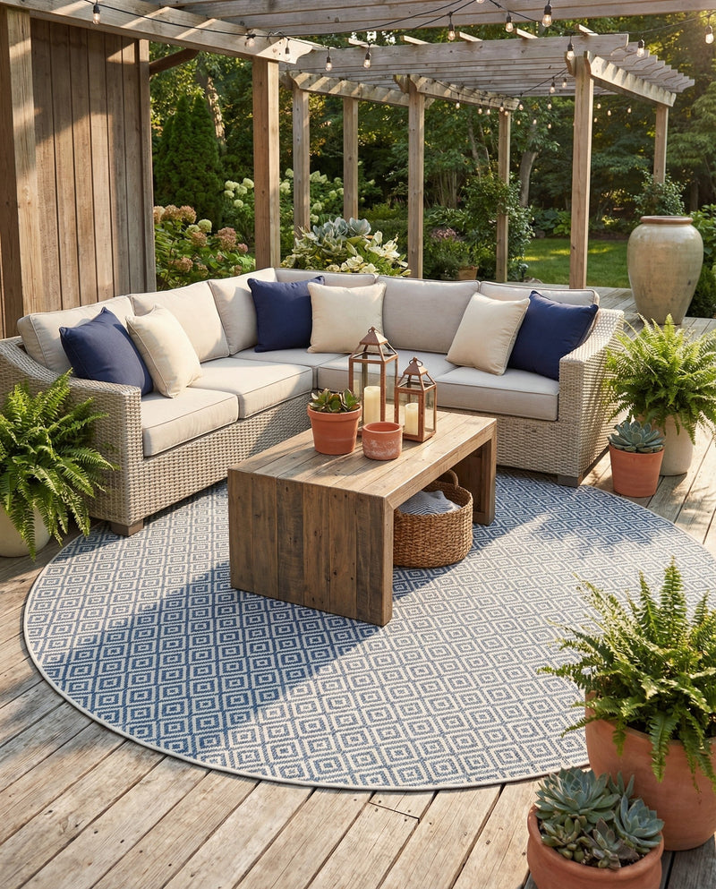 Urban Oasis Rugs Collection Area Rug -  Rooftop (Blue) Round Blue  lifestyle 36