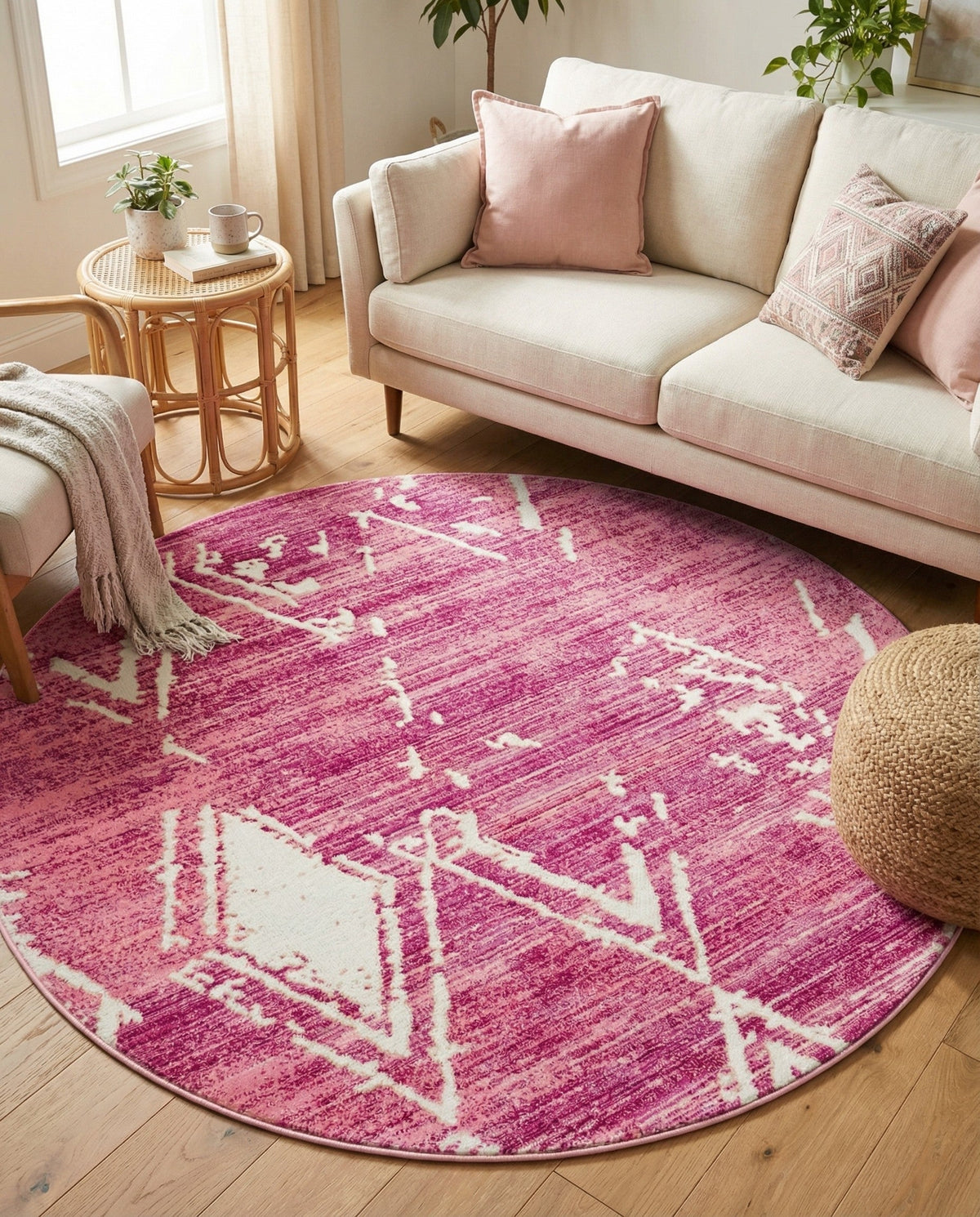 Metro Heights Collection Area Rug -  Madison Round Pink  lifestyle 155