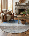 Zagros Shades Collection Area Rug -  Sisakht Round Blue Gray  lifestyle 54