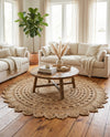 Woven Seaside Jute Collection Area Rug - Coastalhaven (Natural) Round Natural  lifestyle 8