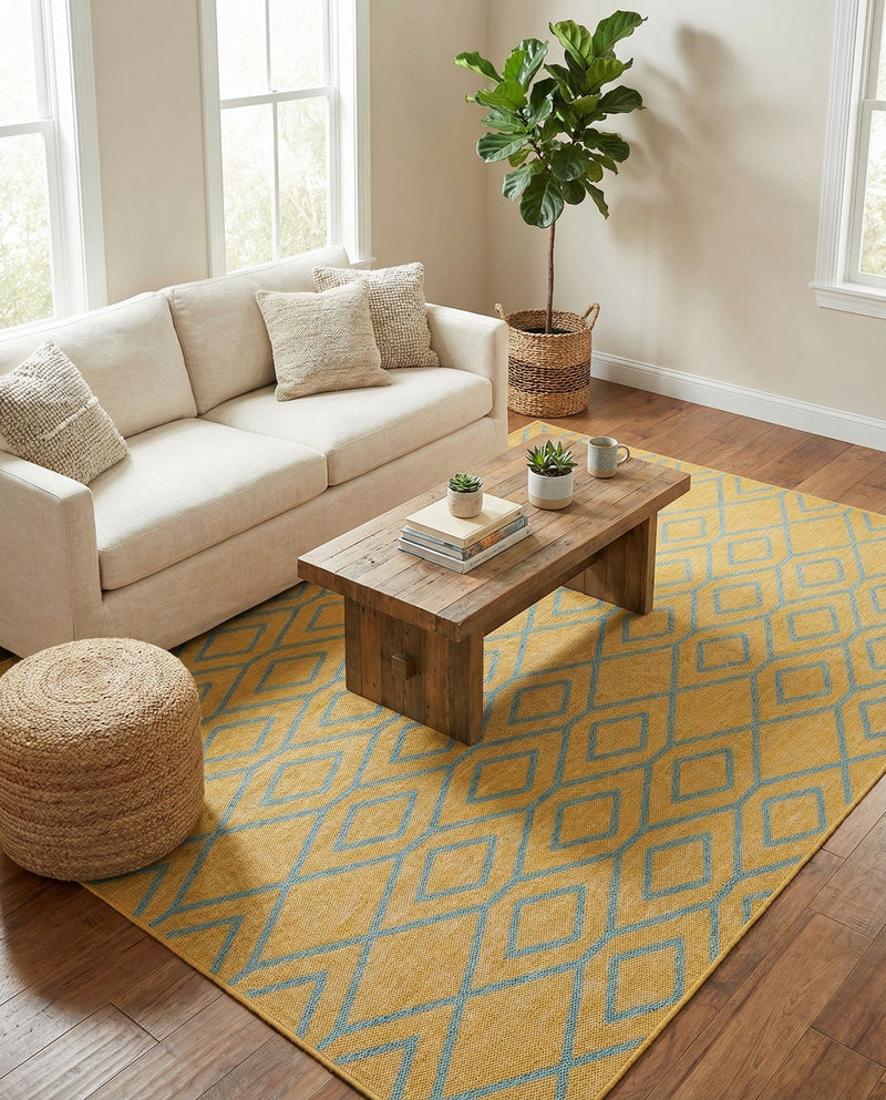 Urban Oasis Rugs Collection Area Rug -  Boulevard (Yellow and Aqua) Rectangle Yellow and Aqua  lifestyle 16