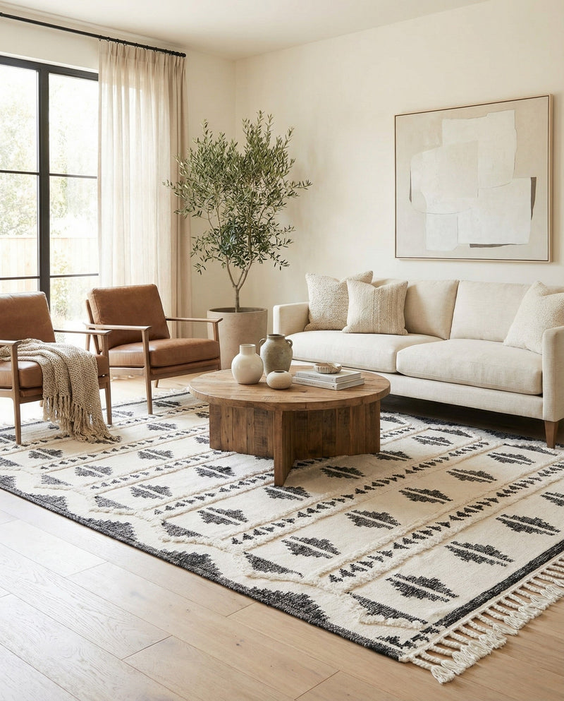 Sonoran Collection Area Rug - BellRock Rectangle Black and White  lifestyle 53