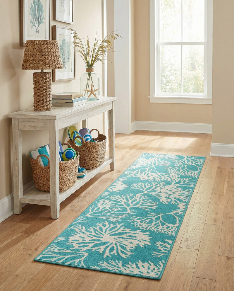 Seaside Haven Rugs Collection Area Rug -  Seaside Runner Teal  lifestyle 67