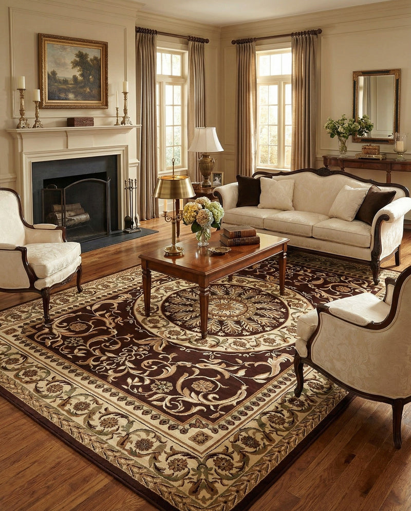Versailles Elegance Collection Area Rug -  Montreuil Rectangle Brown  lifestyle 72