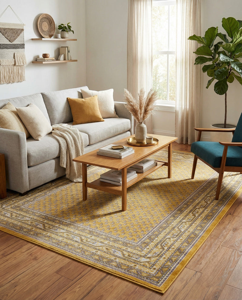 Soho Elegance Collection Area Rug -  Mercer (Yellow) Rectangle Yellow  lifestyle 20