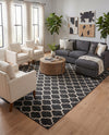 Lattice Gardens Collection Area Rug -  Bloomfield (Black) Rectangle Black  lifestyle 28