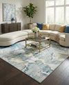 Urban Terrace Collection Area Rug -  Vertex Square Blue and Ivory  lifestyle 63