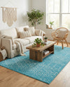 Marrakesh Lattice Collection Area Rug - Casablanca (Teal blue) Rectangle Teal blue  lifestyle 13