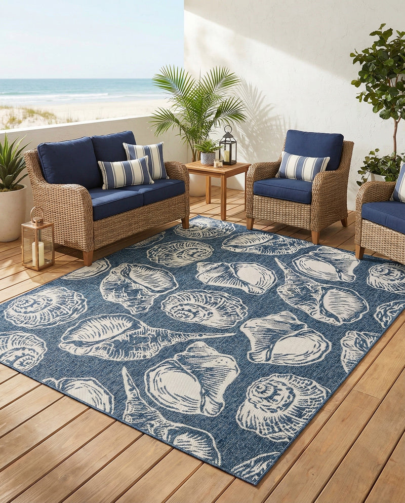 Seaside Haven Rugs Collection Area Rug -  Lighthouse (Ivory and Navy Blue) Rectangle Ivory and Navy Blue  lifestyle 25