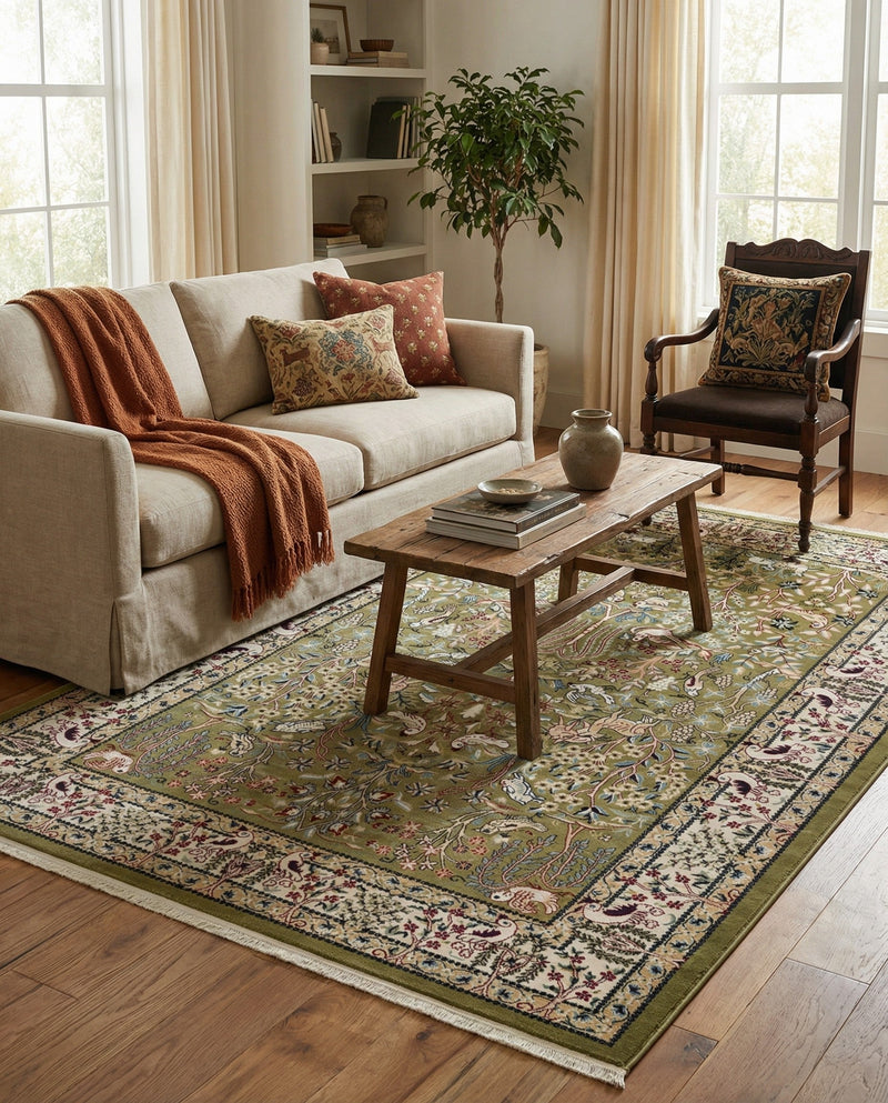 Persian Elegance Collection Area Rug -  Kerman (Green) Rectangle Green  lifestyle 19