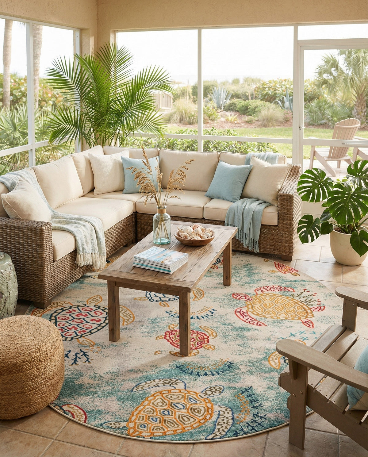 Sorrento Shores Collection Area Rug -  Massa Round Beige  lifestyle 137